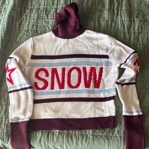 Perfect Moment Burgundy and White Turtleneck Sweater